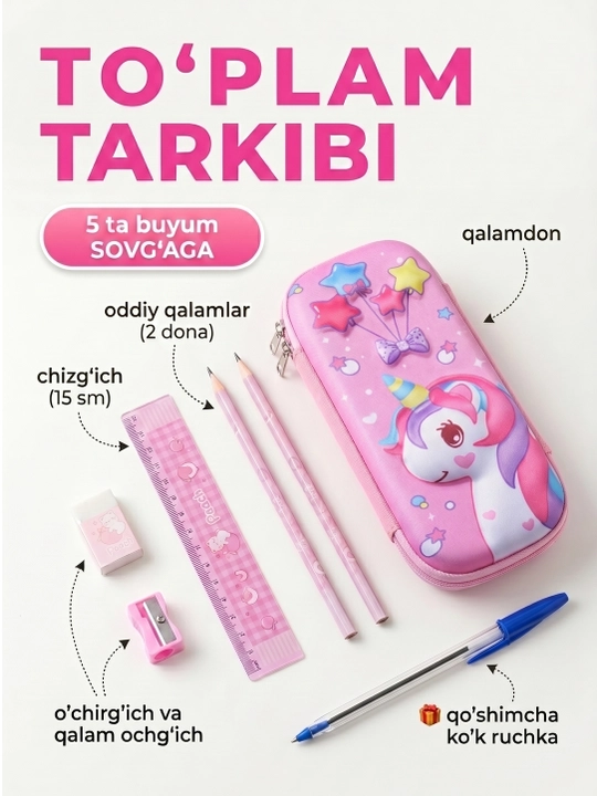 3D qalamdon maktab uchun, penal bolalar uchun, o'quv qurollari organayzer