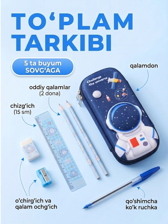 3D qalamdon maktab uchun, penal bolalar uchun, o'quv qurollari organayzer