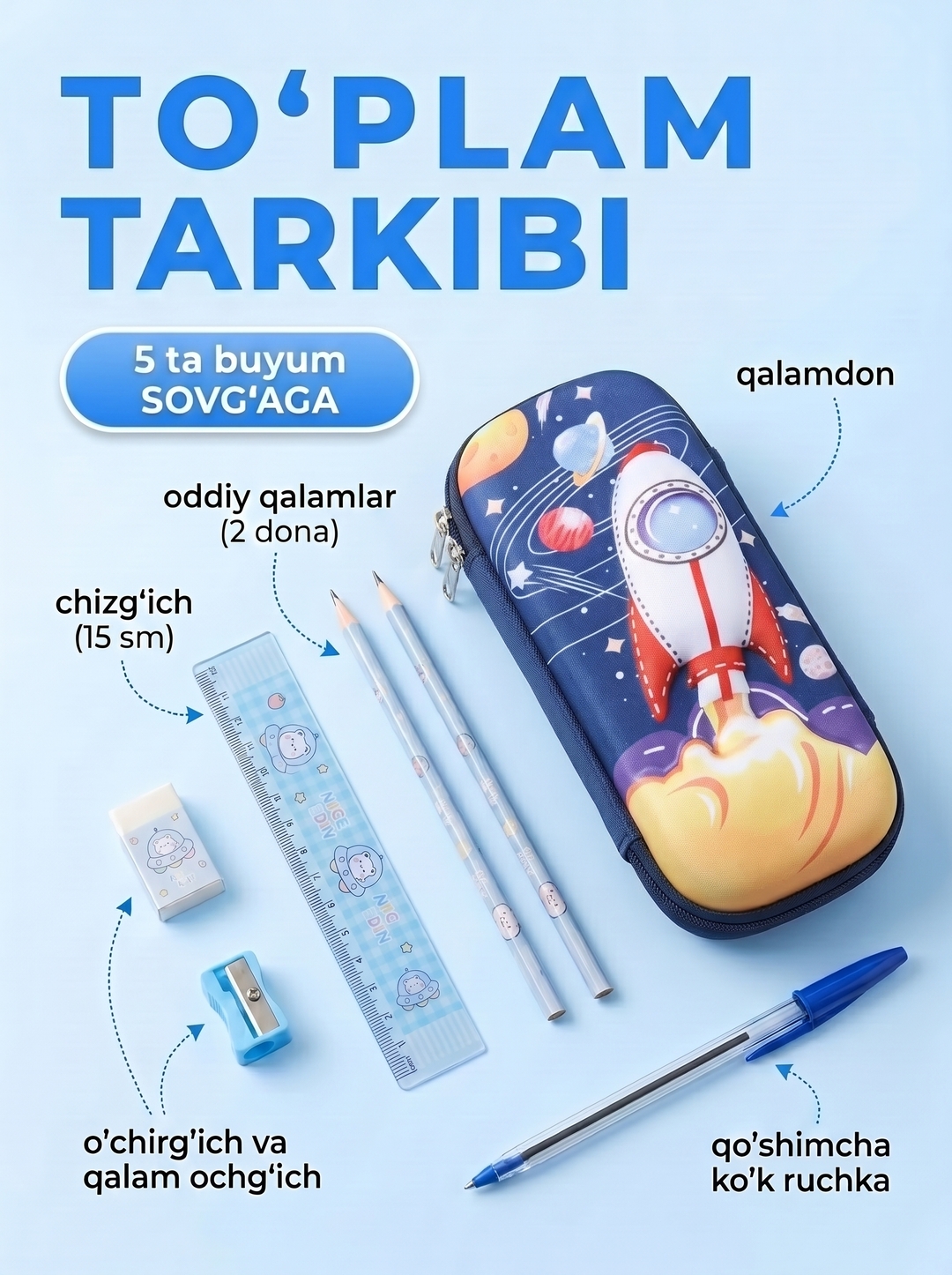 3D qalamdon maktab uchun, penal bolalar uchun, o'quv qurollari organayzer