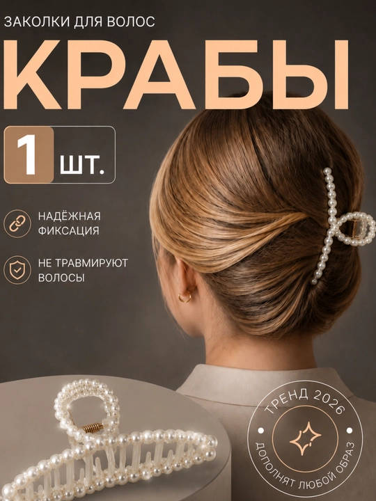Большая жемчужная заколка для волос - 