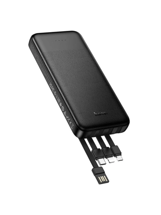Hoco Power bank Intelligent 10000mAh 5 ta chiqish, 2 ta kirish va 4 ta o'rnatilgan kabel