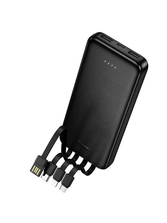 Hoco Power bank Intelligent 10000mAh 5 ta chiqish, 2 ta kirish va 4 ta o'rnatilgan kabel