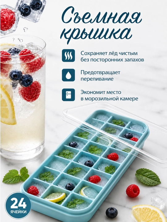 Silikon va plastikdan forma qopqoqli muz va desert uchun, 36ta kubikli
