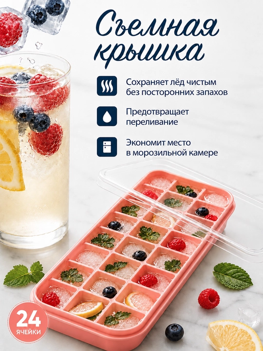 Silikon va plastikdan forma qopqoqli muz va desert uchun, 36ta kubikli