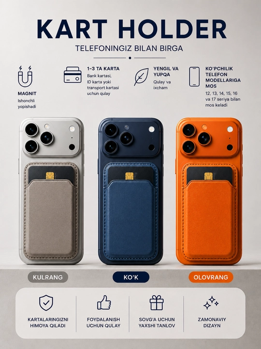 IPhone uchun MagSafe kartxolder, bank kartalari uchun