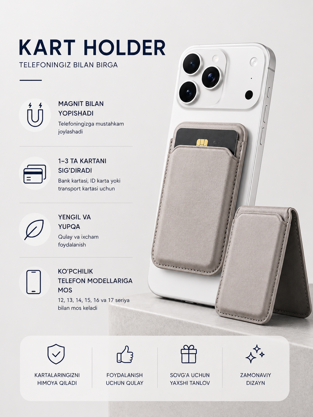 IPhone uchun MagSafe kartxolder, bank kartalari uchun - 