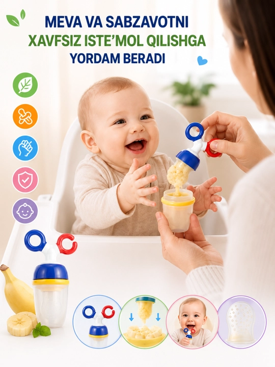 Bolalar uchun meva va sabzavot nibbleri, silikon oziqlantirgich, 3+ oy, BPA Free - 