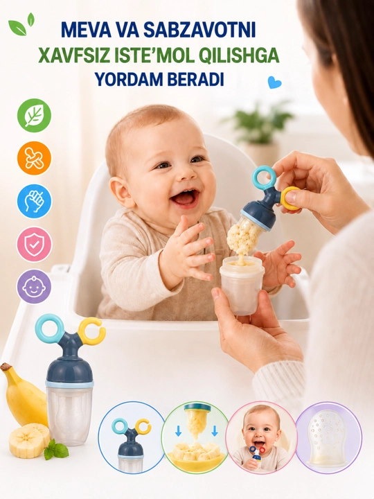 Bolalar uchun meva va sabzavot nibbleri, silikon oziqlantirgich, 3+ oy, BPA Free - 
