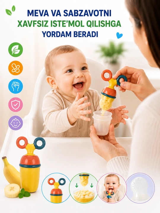 Bolalar uchun meva va sabzavot nibbleri, silikon oziqlantirgich, 3+ oy, BPA Free - 