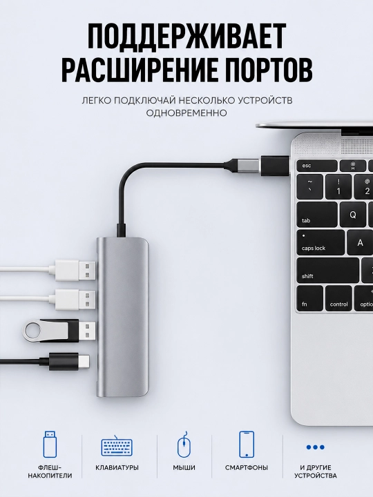 Type-C → USB 3.0 OTG adapteri, fleshka, klaviatura, sichqoncha va ma'lumot uzatish uchun
