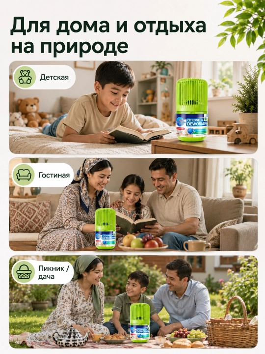 Uy va yotoqxona uchun tutunsiz chivin va hasharotlarga qarshi gel-repellent