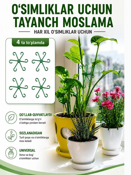 O‘simlik poyalari uchun plastik ushlagich gullar uchun fiksator qayta foydalaniladigan tay - 