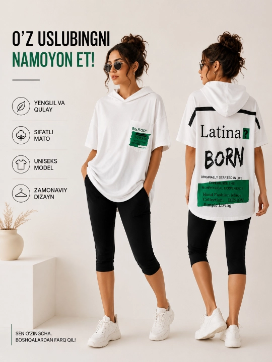 Futbolka, oversize, ayollar kiyimi - 