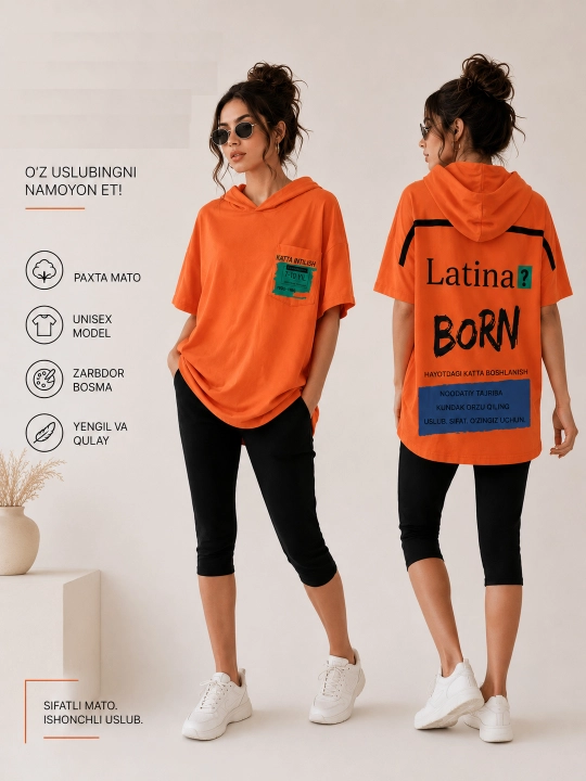 Futbolka, oversize, ayollar kiyimi - 