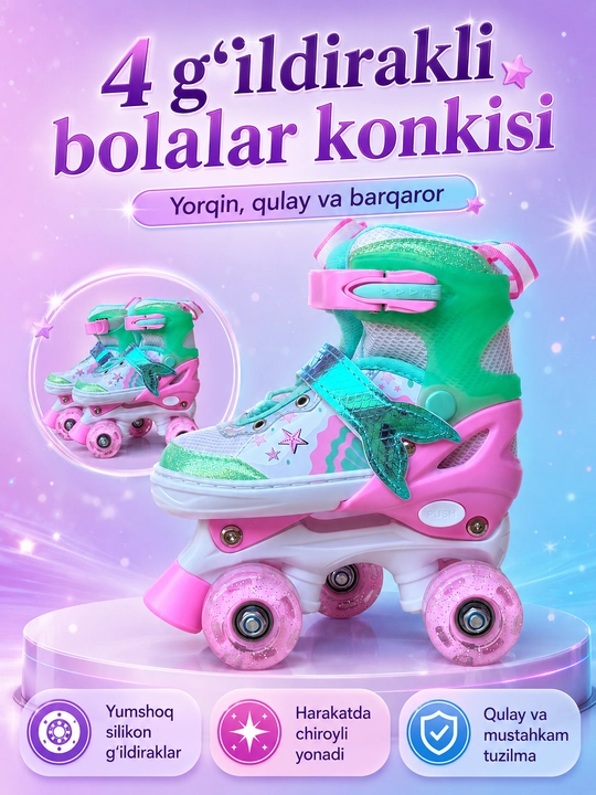 Bolalar uchun 4 g‘ildirakli rolikli konki - 