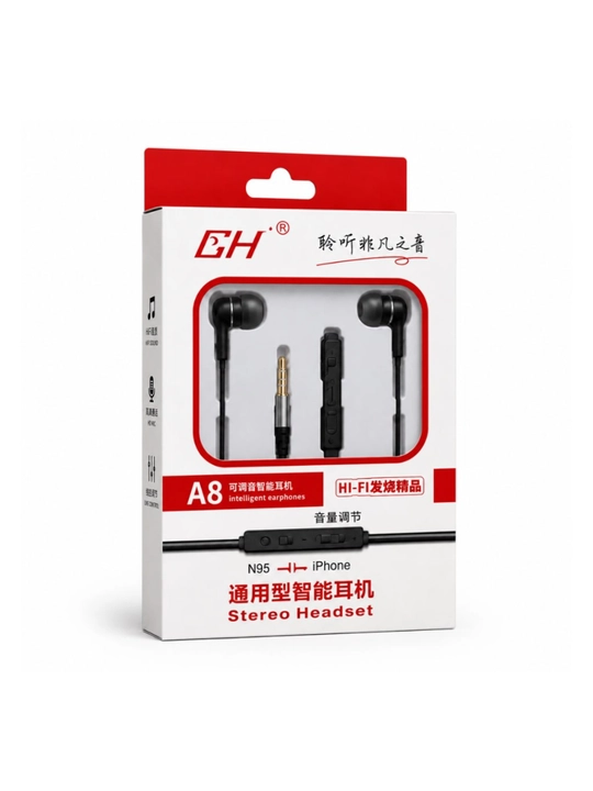A8 Simli Quloqchin 3.5 mm, Hi-Fi Stereo, Mikrofonli, Ovoz Boshqaruvli