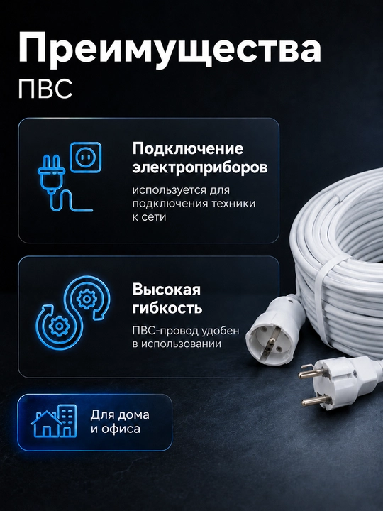 Удлинитель силовой 1 розетка ПВС 2×1,5 мм² без заземления, белый, 2–100 м
