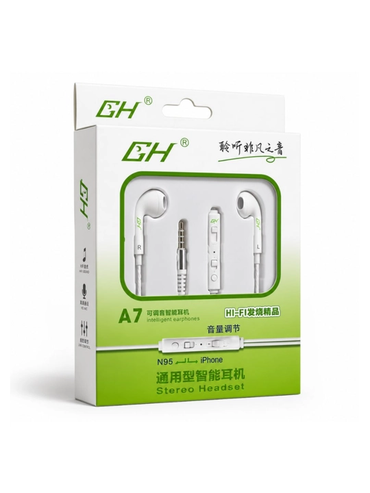 Проводные наушники A7 3.5 мм, Hi-Fi Stereo, с микрофоном, управление звуком