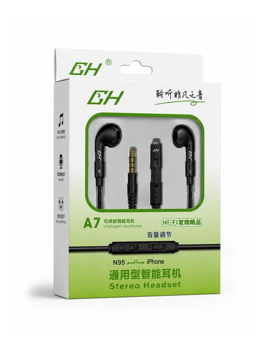 Проводные наушники A7 3.5 мм, Hi-Fi Stereo, с микрофоном, управление звуком