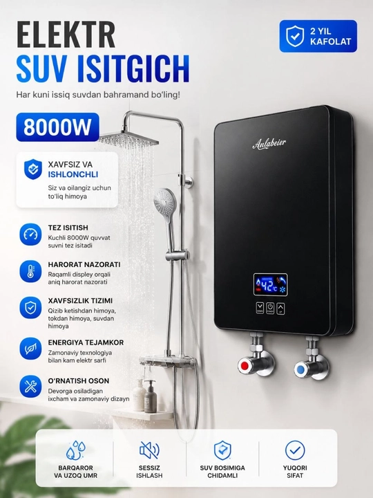 Oqimli suv isitkich elektr suv isitgich dush hammom uchun