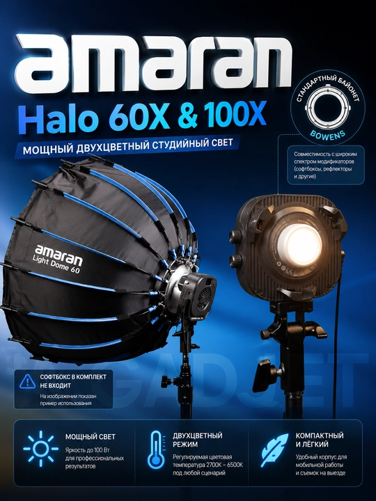 Компактный видеосвет Aputure Amaran Halo 60X Bi-Color LED для фото и видеосъемки