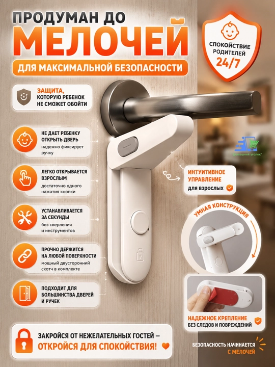 Блокиратор для дверной ручки от детей, защитный замок