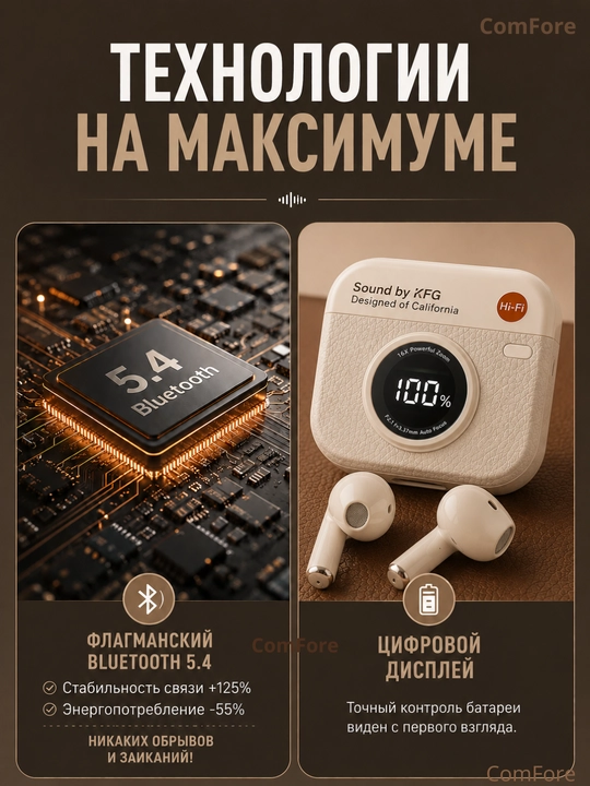 Simsiz quloqchinlar IPhone va Android uchun TWS KFG retro uslubidagi Bluetooth naushniklar