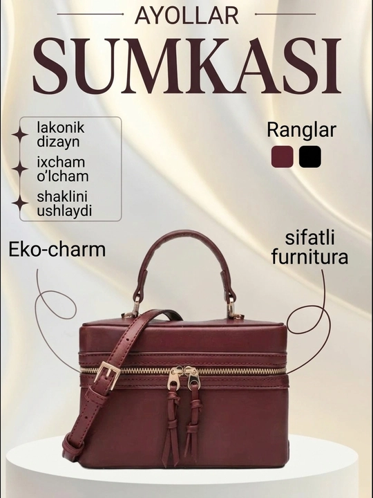 Ayollar sumkasi, zamonaviy ZARA yelka sumkasi kross-bodi, hujjatlar uchun sumka - 