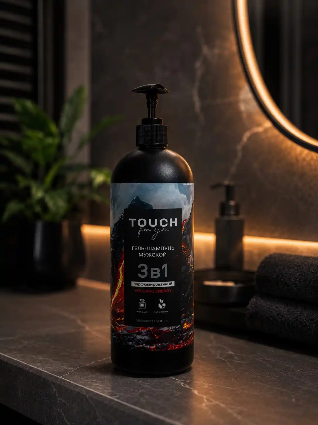 VOLCANO ENERGY parfyumlangan erkaklar shampuni, dush uchun gel, Touch For You, 1000 ml