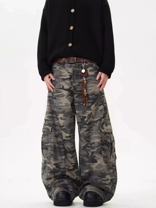 Унисекс джинсы из денима — свободные винтажные брюки в стиле streetwear