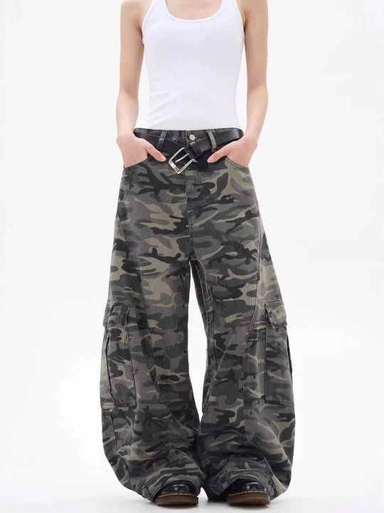 Унисекс джинсы из денима — свободные винтажные брюки в стиле streetwear