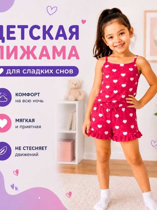 Qiz bolalar uchun pijama, yumshoq XB paxta, 4–9 yosh, uyqu va dam olish uchun - 