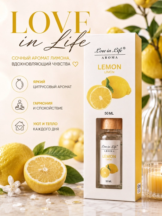 Love in Life uy uchun aromadiffuzori tayoqchali, uzoq saqlanadigan interyer ifori, 30/50ml - 