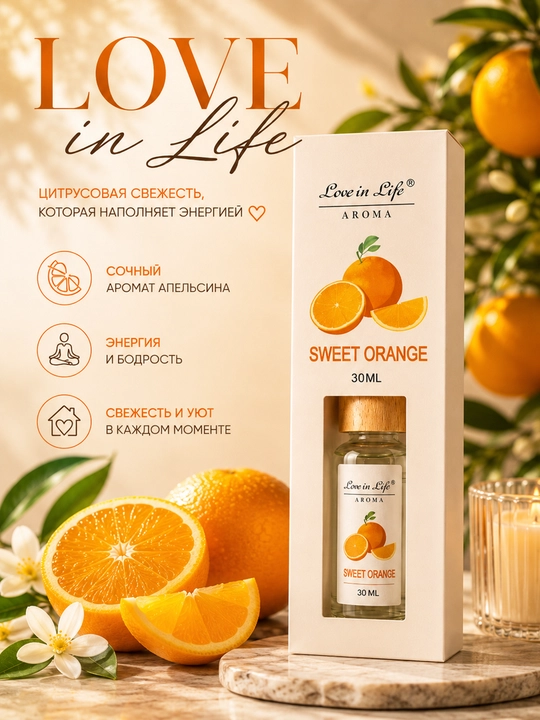 Love in Life uy uchun aromadiffuzori tayoqchali, uzoq saqlanadigan interyer ifori, 30/50ml - 