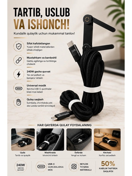 240W Turbo Charge Type-C kabel