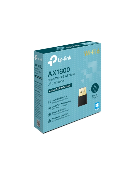 Simsiz Nano USB adapteri, Wi-Fi 6, TP-Link Archer TX1800U Nano AX1800, ikki diapazonli