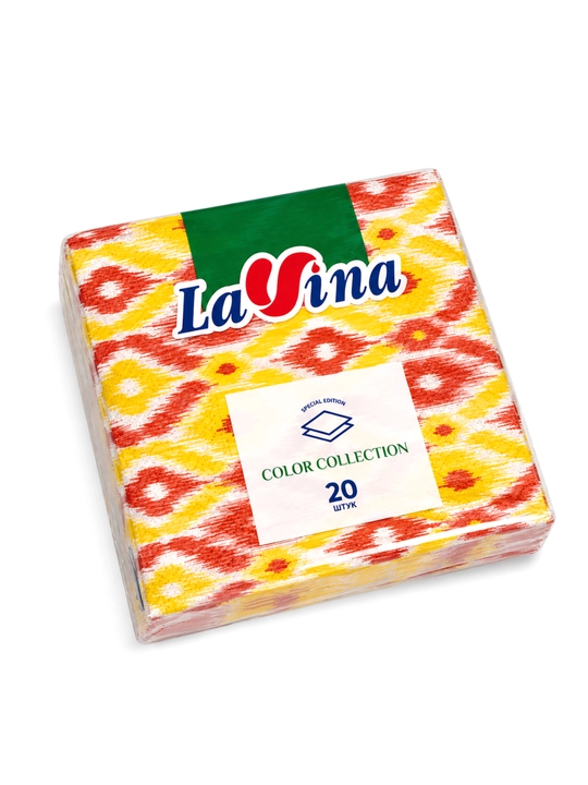 LAVINA Atlas adras naqshli quruq salfetkalar, 1 blok 10ta qadoq, 1 qadoqda 20 dona