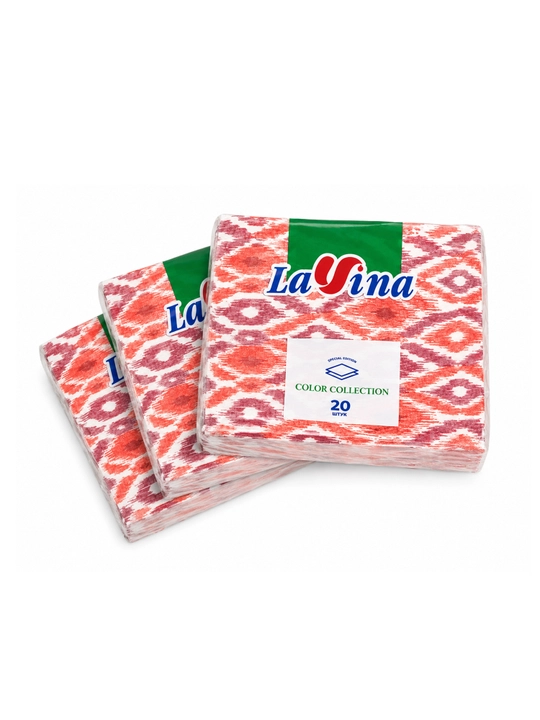 LAVINA Atlas adras naqshli quruq salfetkalar, 1 blok 10ta qadoq, 1 qadoqda 20 dona