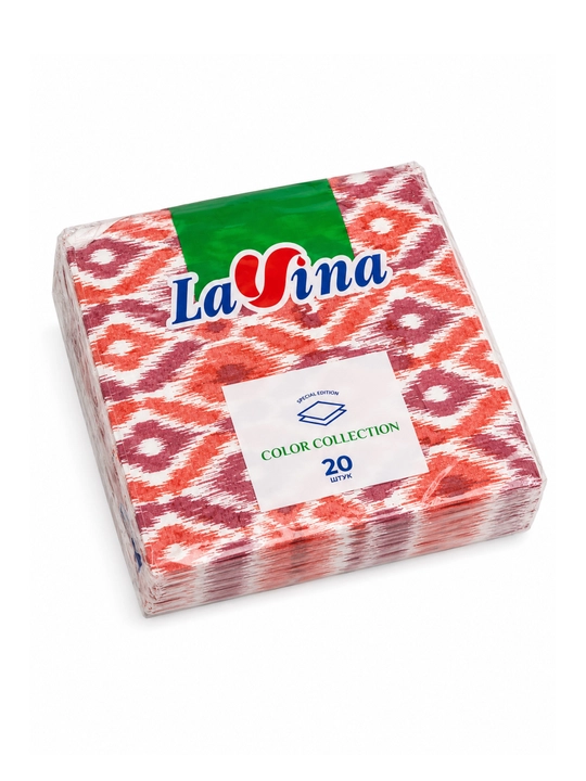 LAVINA Atlas adras naqshli quruq salfetkalar, 1 blok 10ta qadoq, 1 qadoqda 20 dona