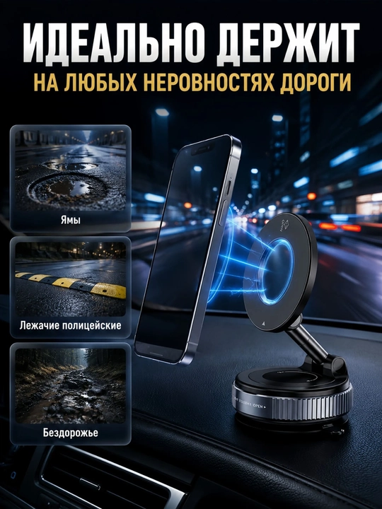 Avtomobil uchun magnit vakuumli telefon ushlagichi Magsafe bilan, 360 darajali so'rg'ichli