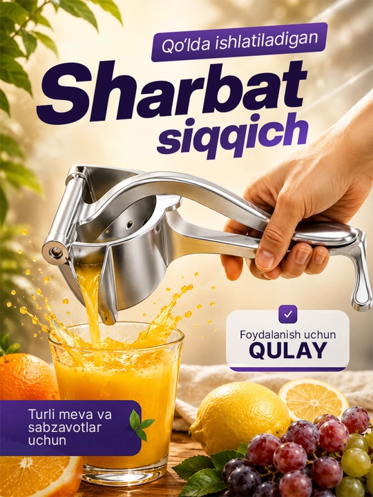 Qo‘lda ishlatiladigan sharbat siqqich, sitrus mevalari uchun press - 