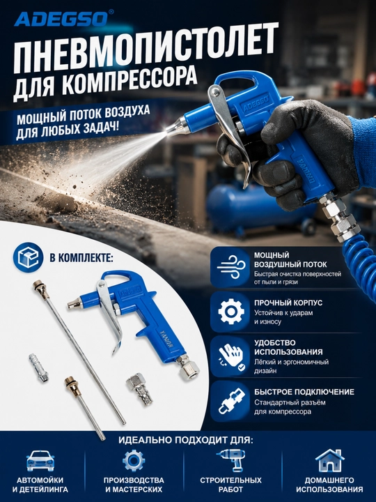 ADEGSO Пневмопистолет для компрессора, AD-60108 / AD-60109 - 