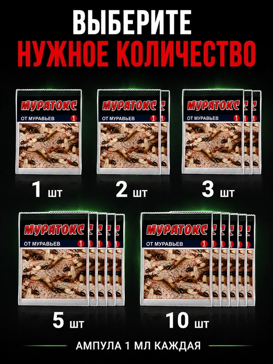 Муратокс от муравьев 1 мл, средство против муравьев, ампула
