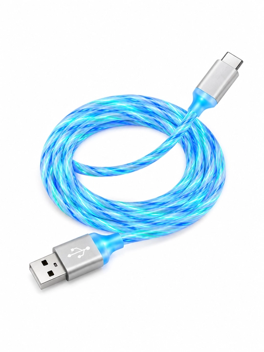 Светящийся USB Type-C кабель для зарядки, быстрая зарядка, 1.2 м