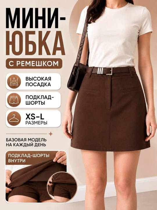 Klassik mini yubka, qisqa ofis yubkasi, shortikli taglik - 