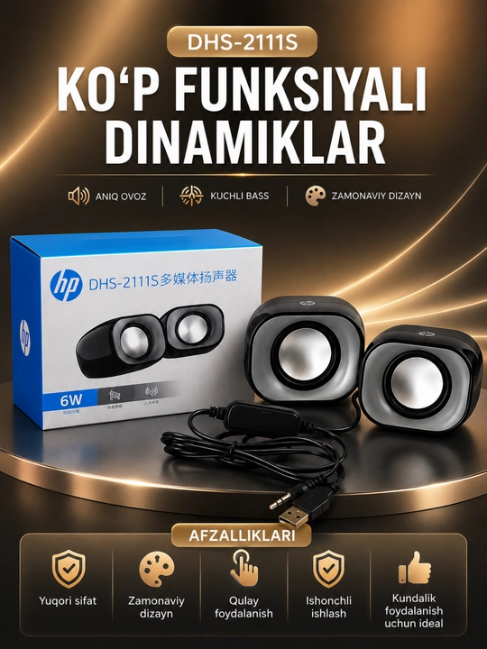 HP DHS-2111 Multimedia Kolonka – Kuchli va Tiniq Stereo Tovush - 