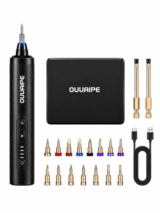 Аккумуляторная электрическая отвертка OUGAIPE с набором из 40+ аксессуаров, USB-зарядка - 