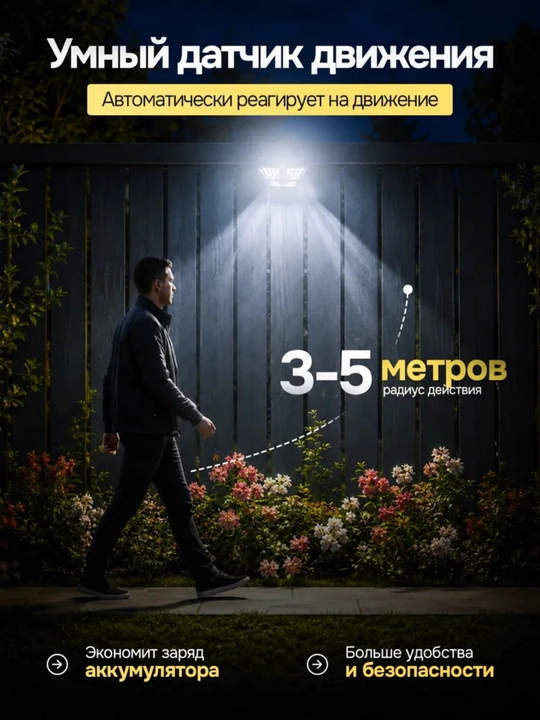 Quyosh panelli ko‘cha chirog‘i 28 LED harakat sensori 3 rejim qisqichli IP65