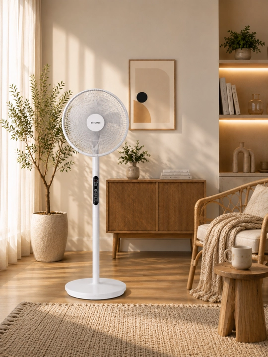 AIWA Premium 16" Pol Ventilyatori 50W Pultli Oq/Qora, Taymerli