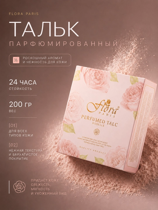 Flora Paris Aurora Blossom parfyumlangan tana talk kukuni, xushbo'y hidli - 